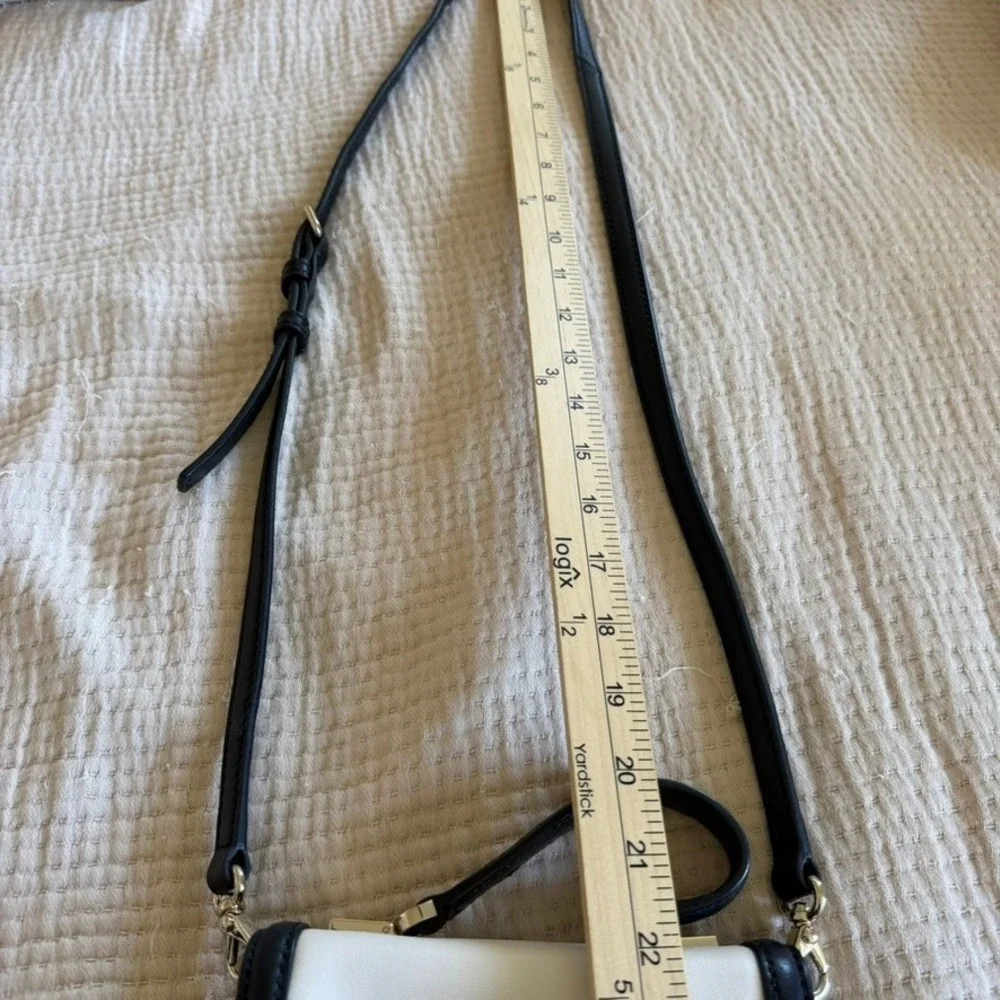 Kate Spade Carroll Park Mini Penelope Crossbody Bag White Black Leather Purse